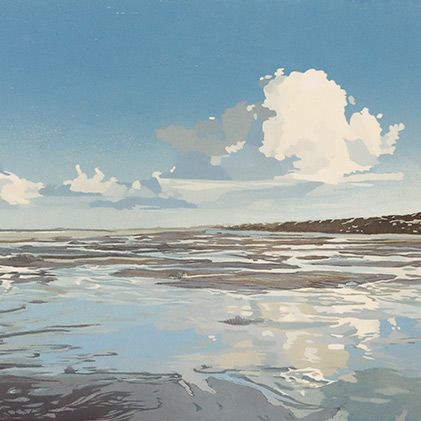 houtsnede Aan zee